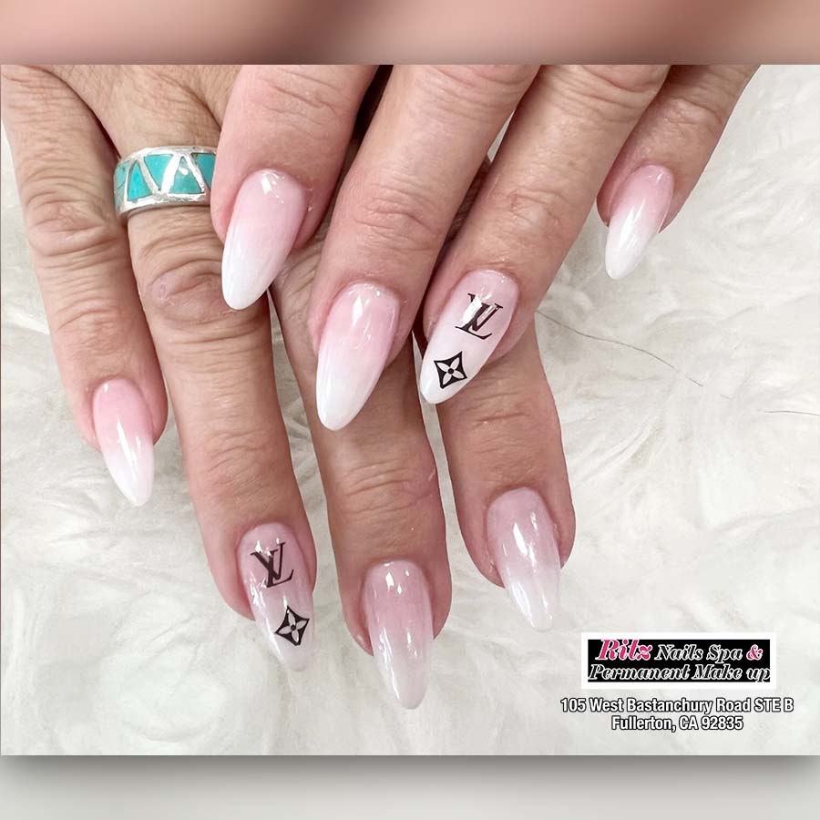 Pink and white ombre gel X