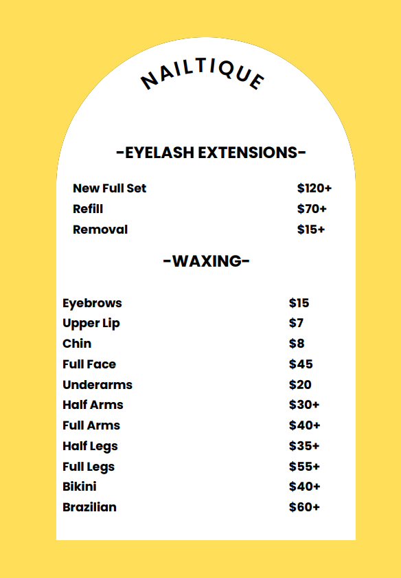 Nailtique Los Angeles - Services Menu