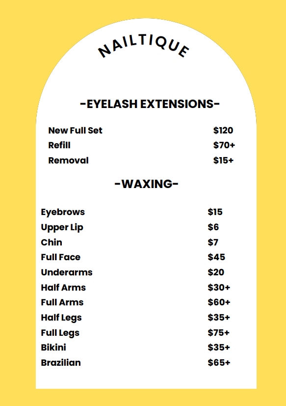 Nailtique Sierra Madre - Services Menu