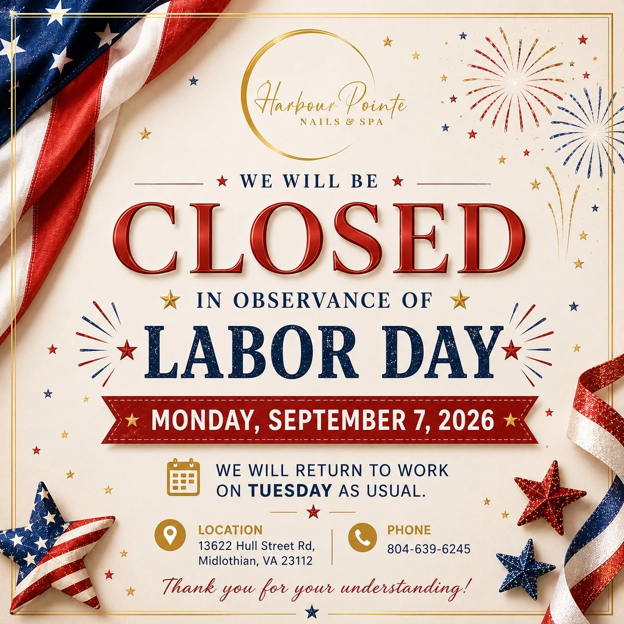 Labor Day Announcement