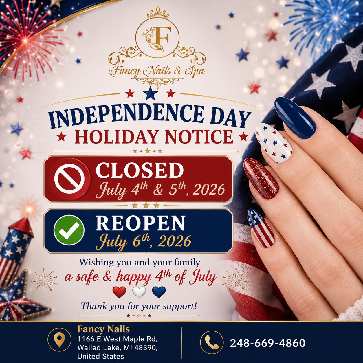 Please note our holiday schedule