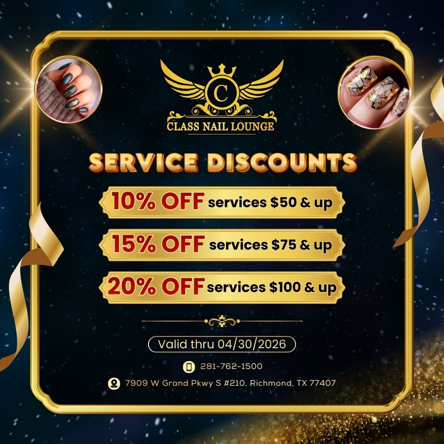 Big savings are waiting for you at CLASS NAIL LOUNGE
