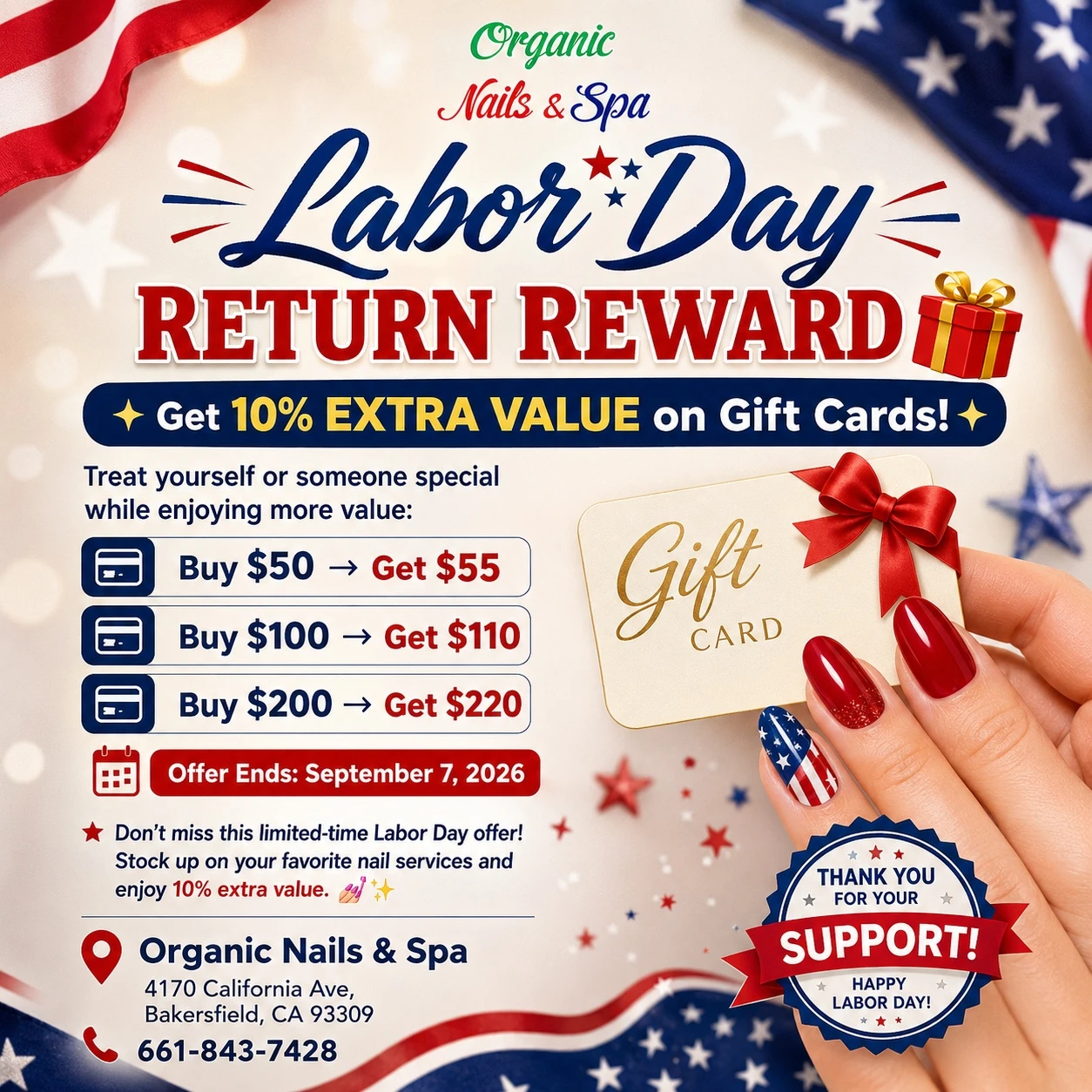 LABOR DAY GIFT CARD SPECIAL!