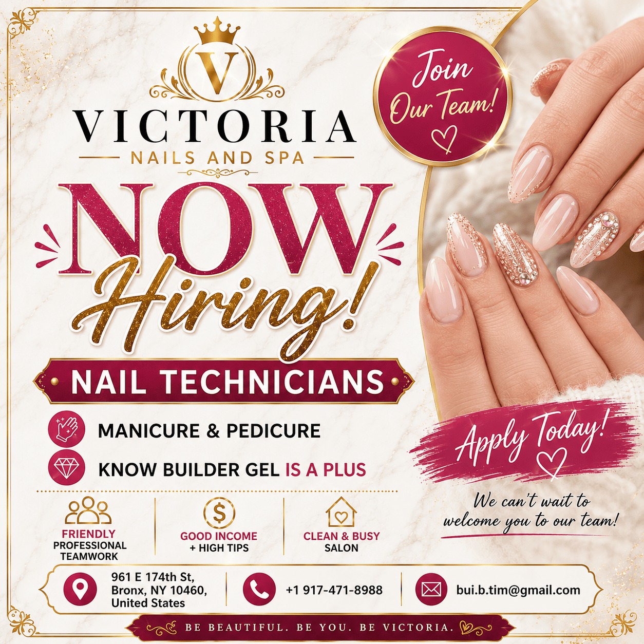 Now hiring_Nail technicians