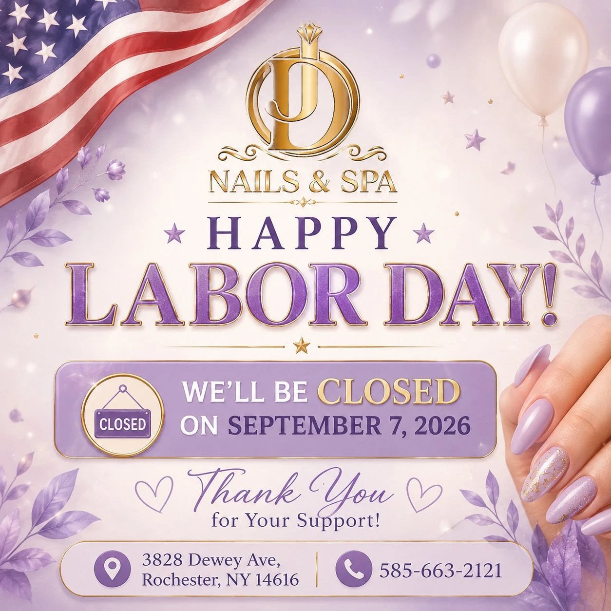 HAPPY LABOR DAY FROM DJ NAILS SPA