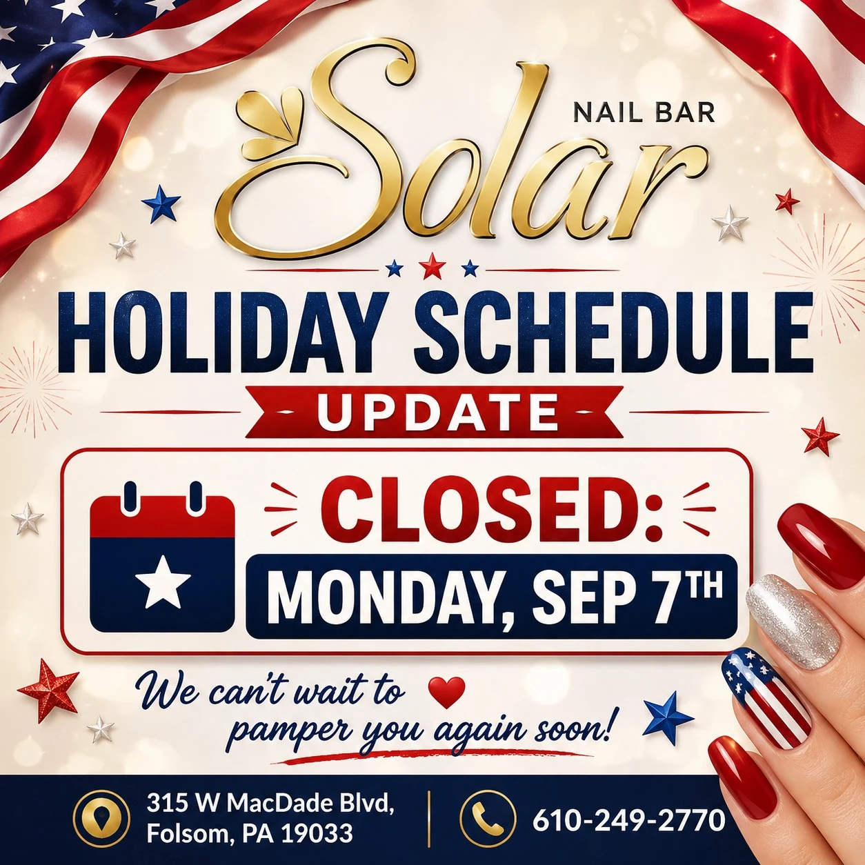 HOLIDAY SCHEDULE UPDATE