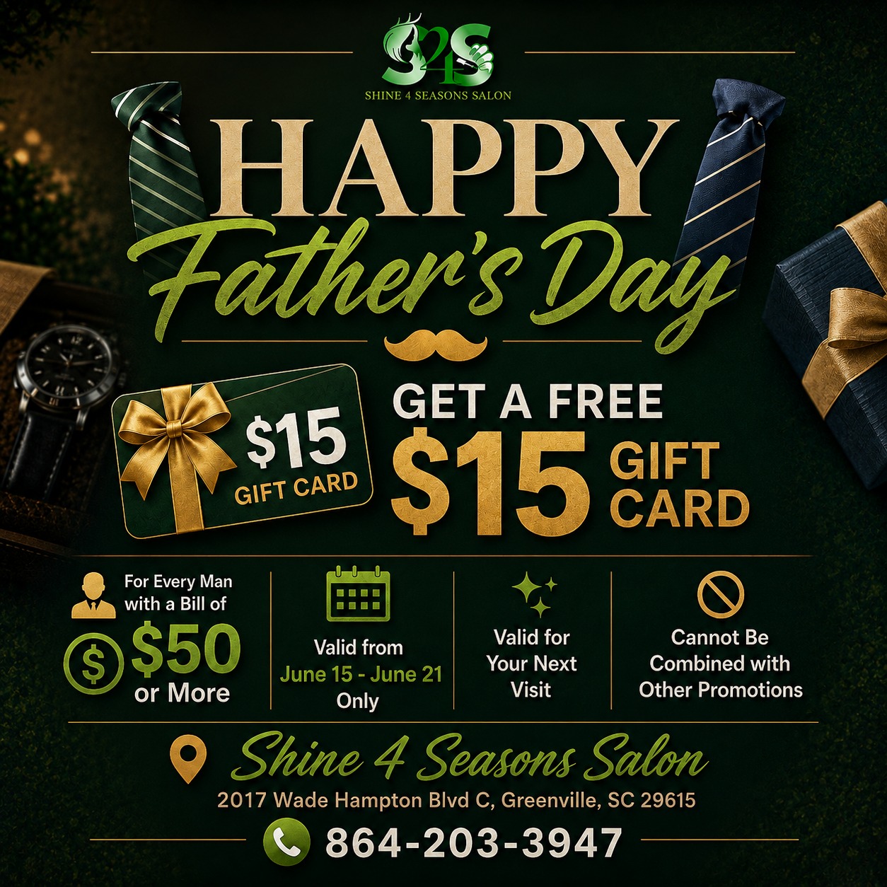 HAPPY FATHER'S DAY FROM SHINE 4 SEASONS SALON
