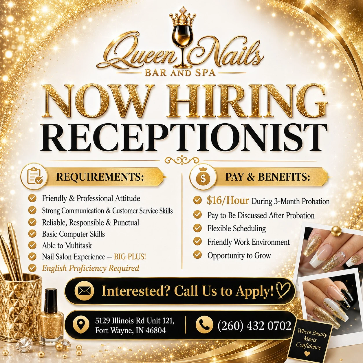 Now Hiring Receptionist