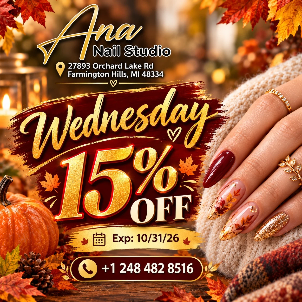 Get 15% OFF all services every Wednesday