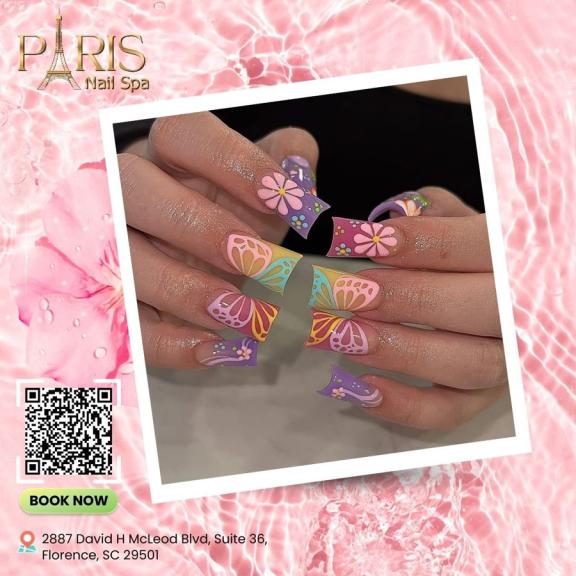 Stunning Beautiful Nails Designs at Paris Nail Spa in Florence, SC 29501