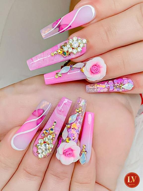 What do the reviews say about the nail services provided by LV Spa & Nails? | Top rated nail salon  89139