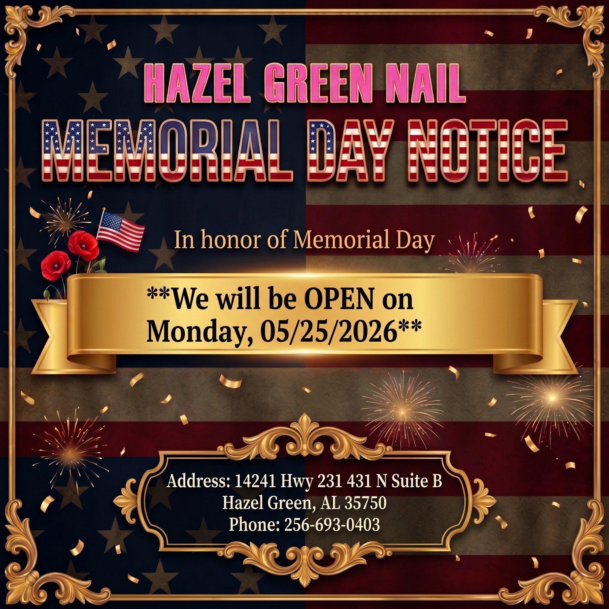 Memorial day notice