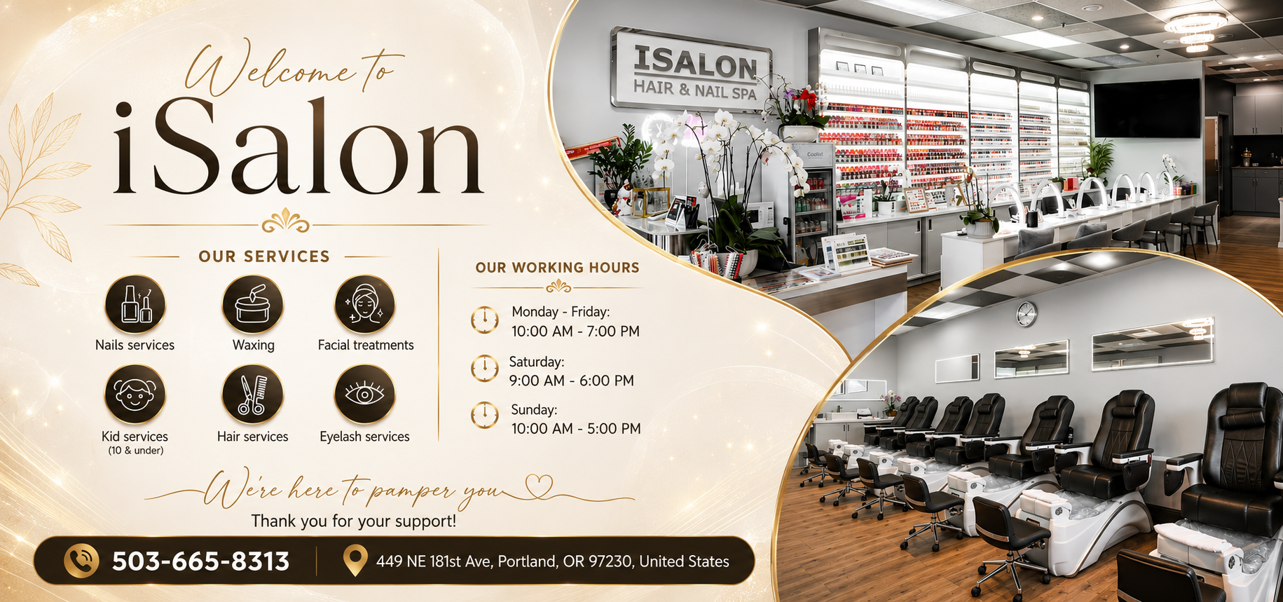iSalon Hair & Nails Spa in Portland, OR 97230 (Rockwood / Gresham) with full services such as nail services, everything about hair, eyelash, and more. Our nail salon is dedicated to delivering top-quality services in a welcoming, professional environment.