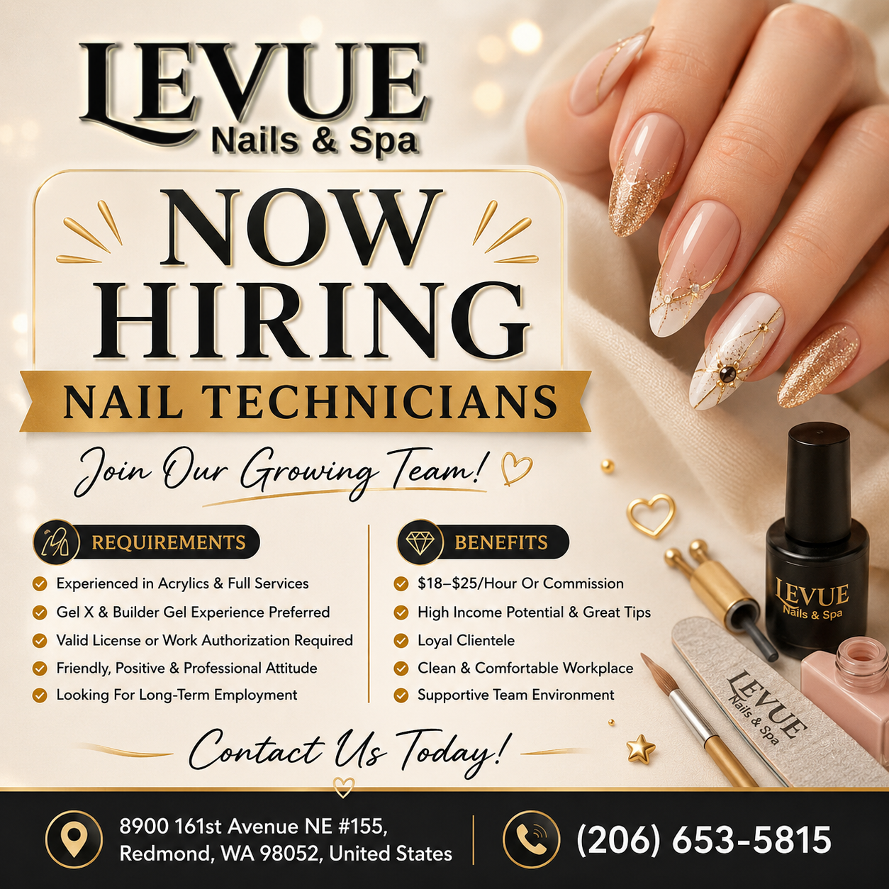 NOW HIRING NAIL TECHNICIANS