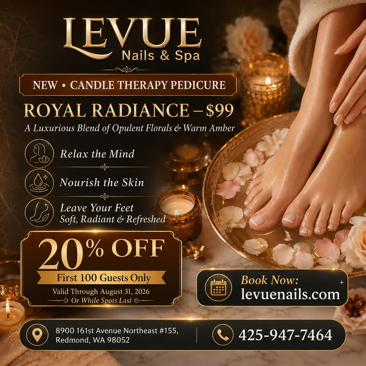 Introducing Our NEW Candle Therapy Pedicure – ROYAL RADIANCE