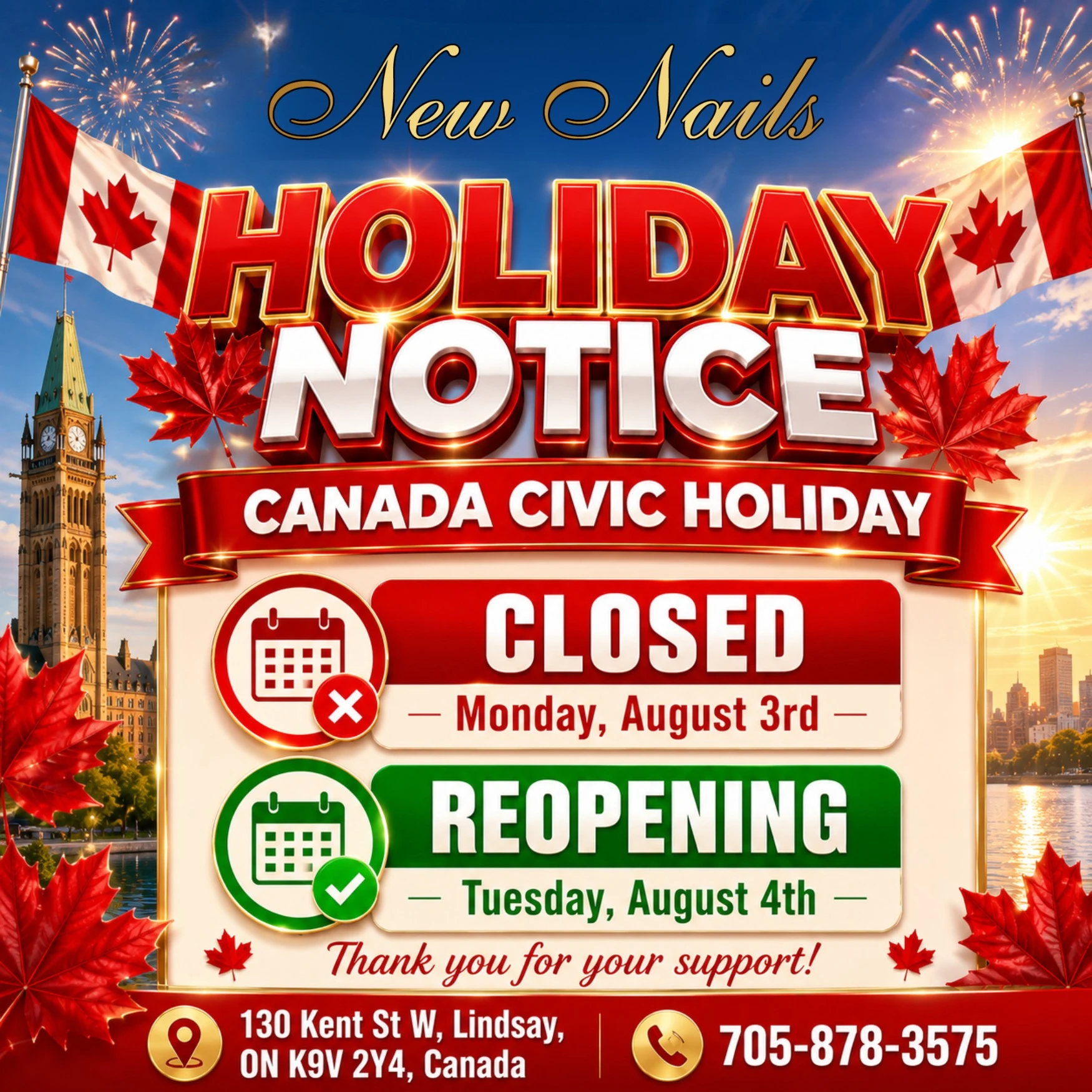 Holiday notice