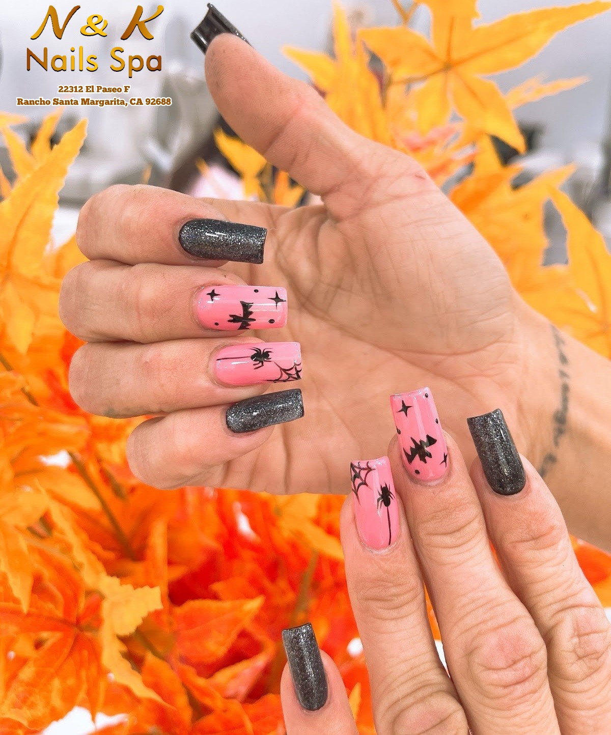 Halloween nail art ideas with N & K Nails Spa – local nail salon near me Rancho Santa Margarita, CA 92688