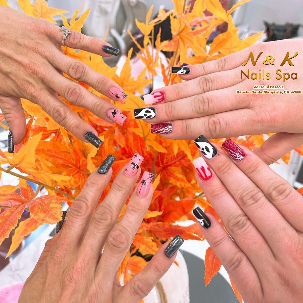 Halloween nail art ideas with N & K Nails Spa – local nail salon near me Rancho Santa Margarita, CA 92688