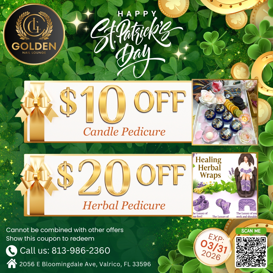 Saint Patrick's Day Offers: Save up to $20 for Candle Pedicure and Herbal Pedicure