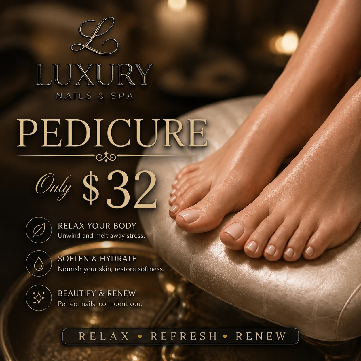 pedicure only $32