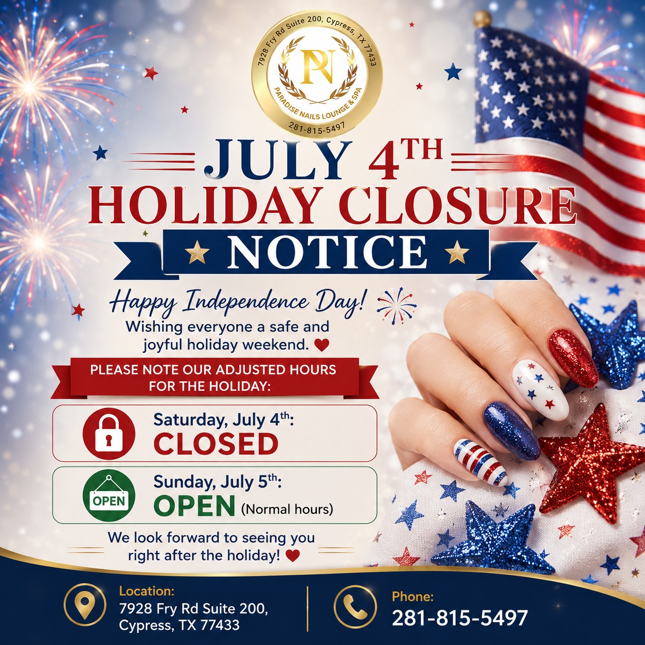 JULY 4TH HOLIDAY NOTICE