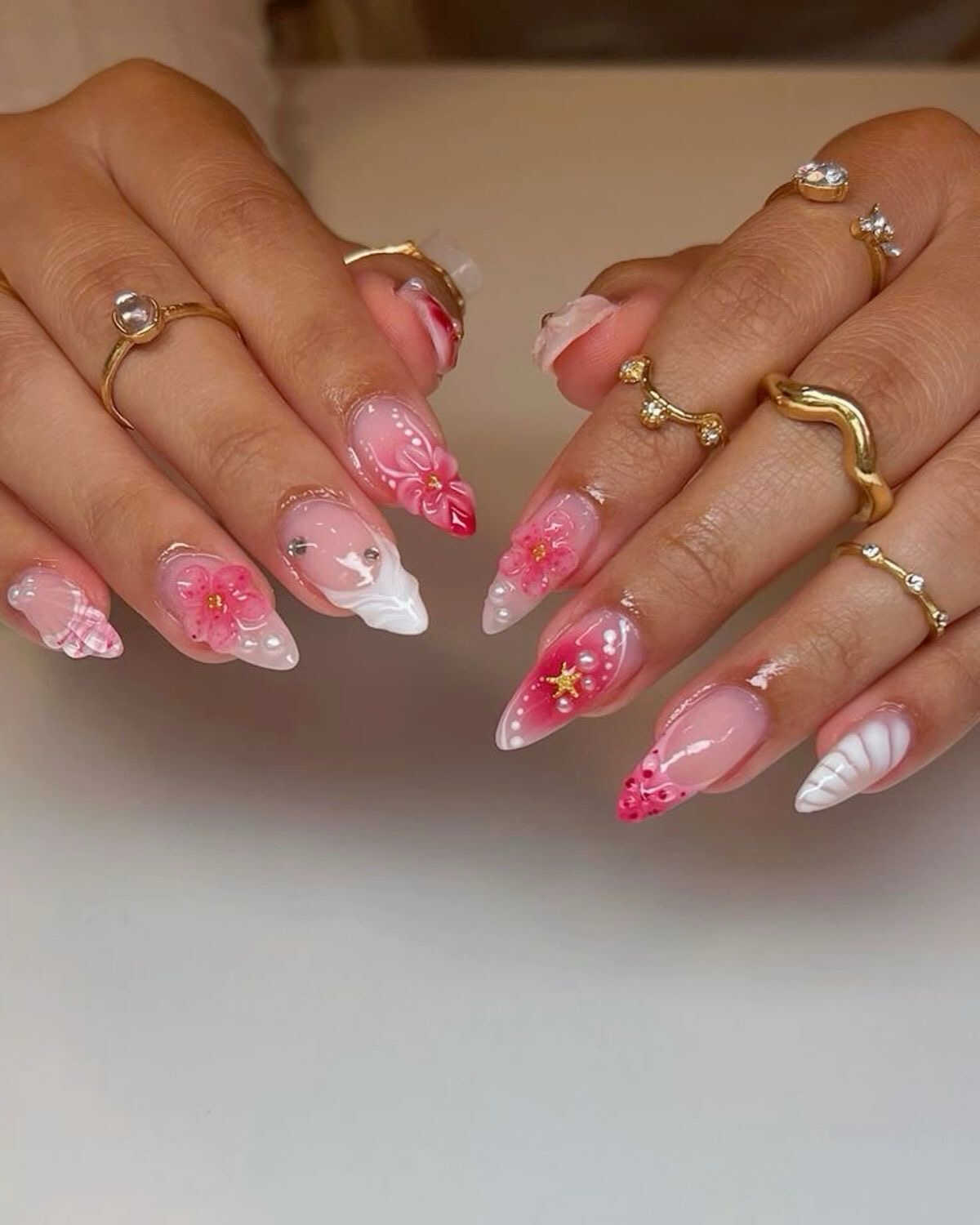 Pink Floral Nails Take Center Stage in 2025