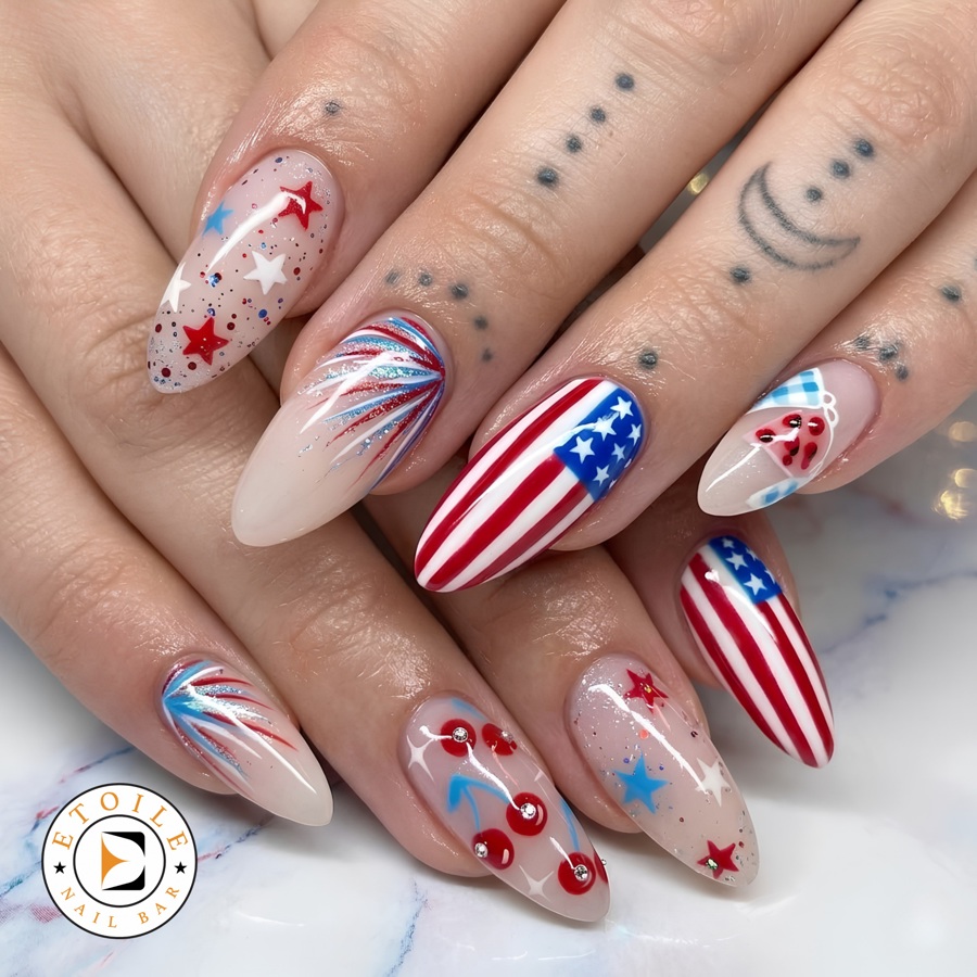 Celebrate Independence Day in Style with Stunning July 4th Nails at Etoile Nail Bar Bucktown, Lincoln Park - nail salon 60614 - Best nail salon near me Chicago, IL 60614