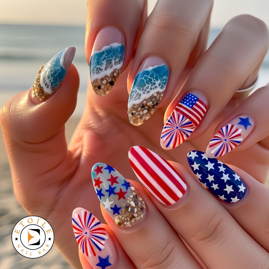 Celebrate Independence Day in Style with Stunning July 4th Nails at Etoile Nail Bar Bucktown, Lincoln Park - nail salon 60614 - Best nail salon near me Chicago, IL 60614