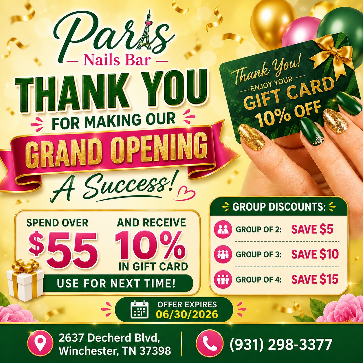 We’re excited to announce the Soft Opening of Paris Nails Bar