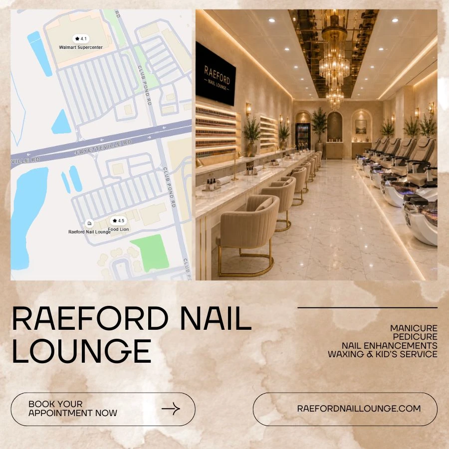 Welcome to Raeford Nail Lounge: Raeford’s Premier Friendly Beauty Escape. Prime & Convenient Location (Right Next to Walmart & Food Lion!), Stress-Free & Ample Free Parking, Multiple Easy & Flexible Payment Options