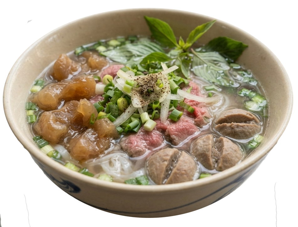 Rare Steak, Beef Balls & Tendon Pho