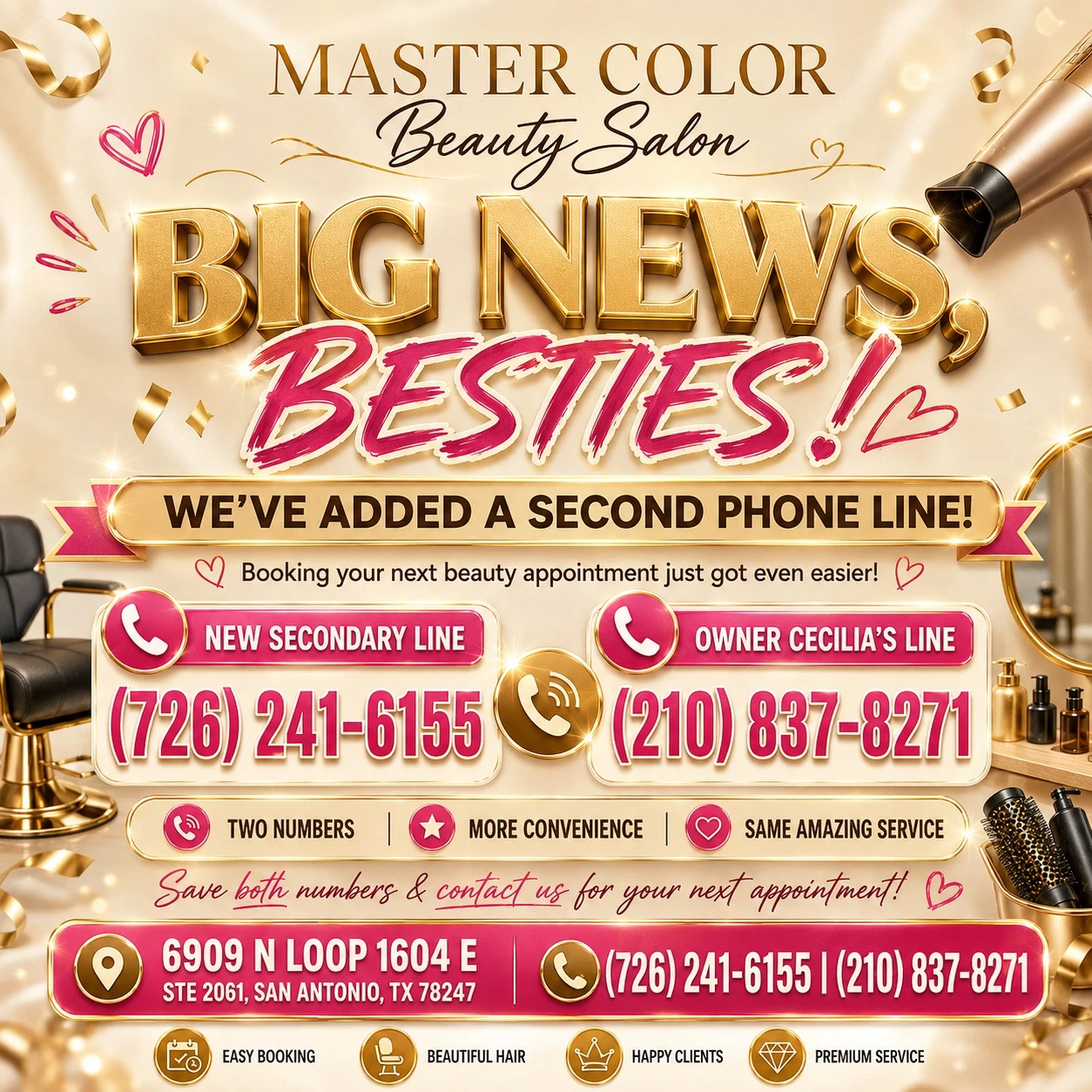 we’ve officially added a SECOND PHONE LINE to the salon