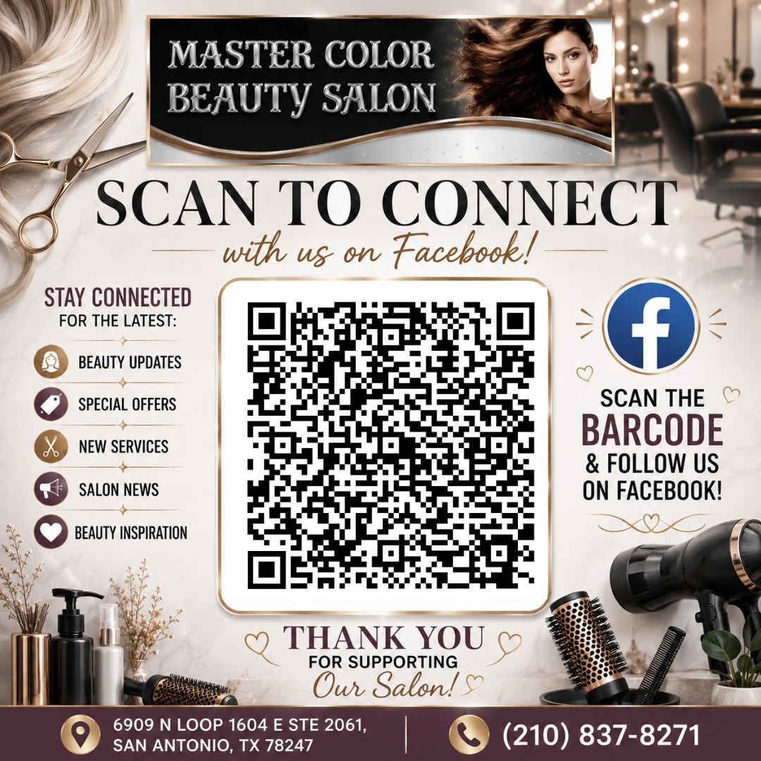 SCAN & STAY CONNECTED WITH MASTER COLOR BEAUTY SALON
