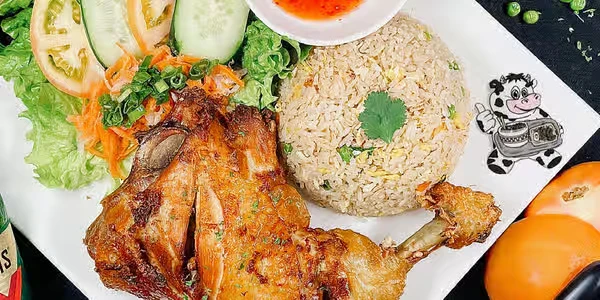 Fried Chicken Leg Quarter with Fried Rice