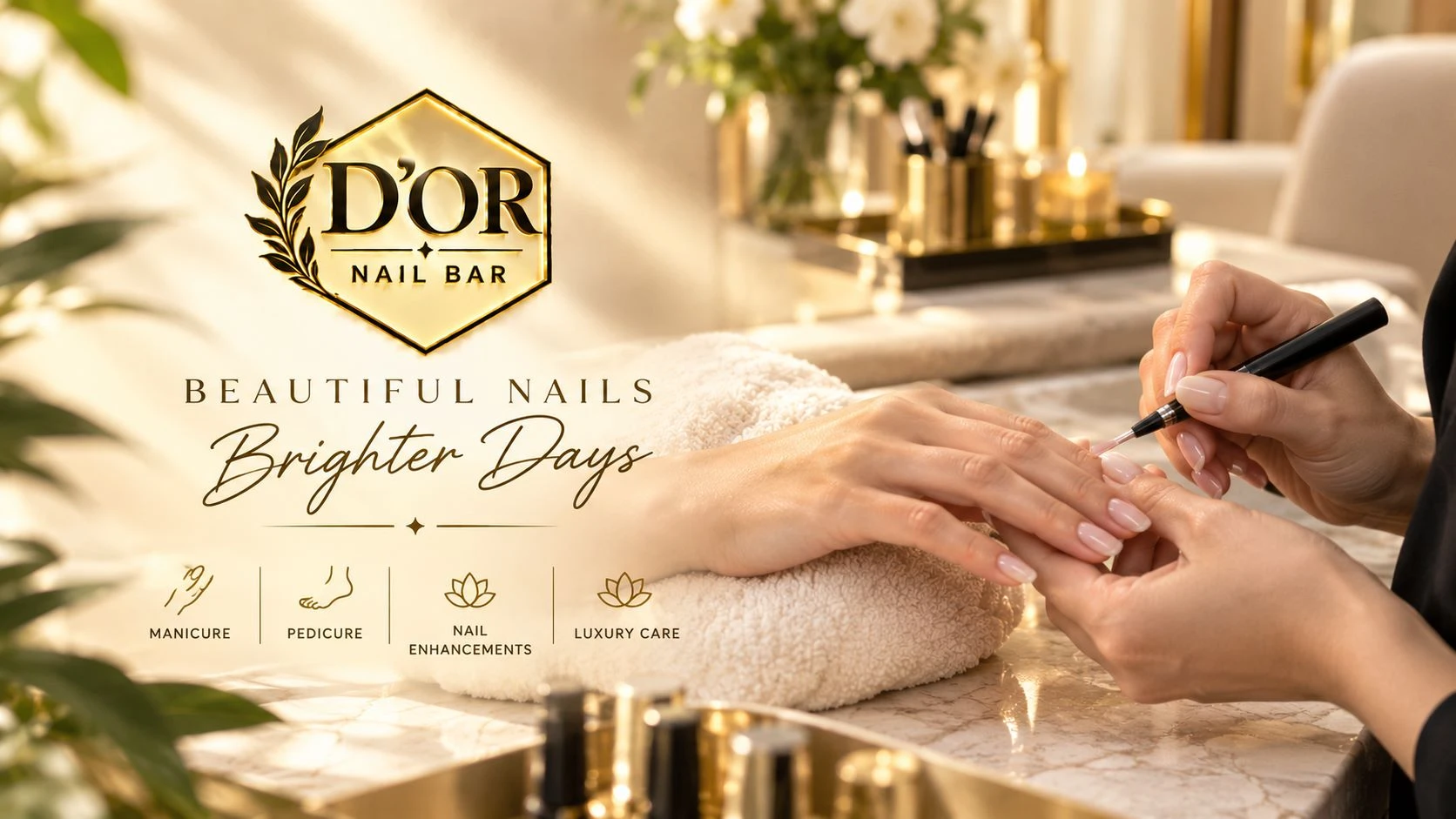 nail technician is taking care of client nails