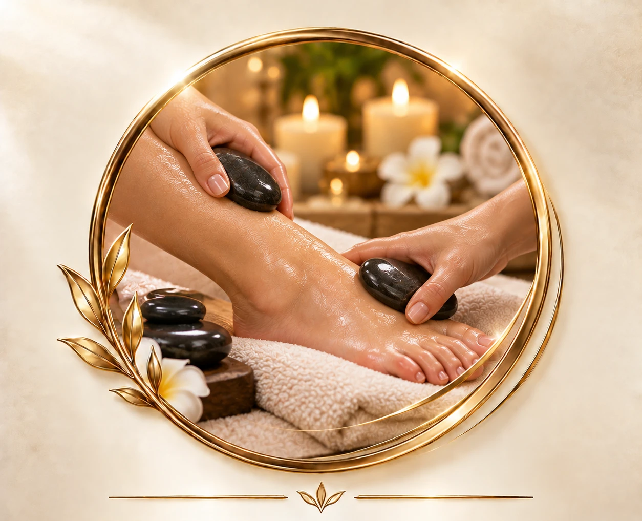 Hot stone massage with herbal oil