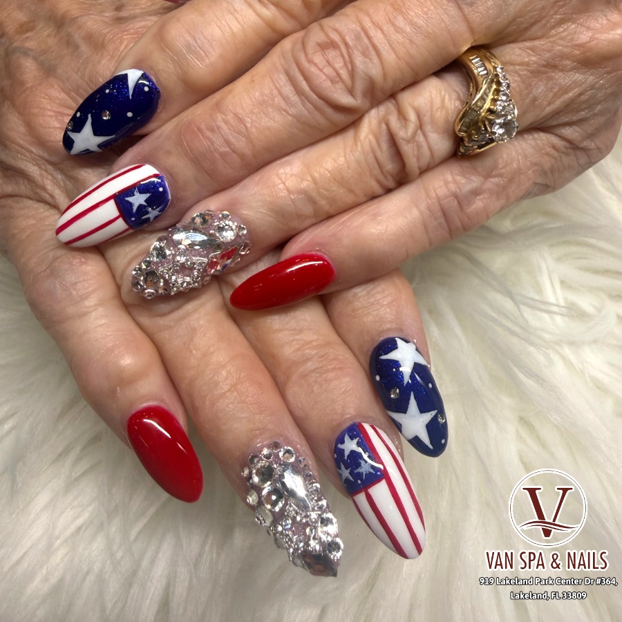Celebrate Independence Day in Style with Stunning July 4th Nails at Van Spa & Nails Lakeland, FL 33809 - Nail salon Lakeland - Nail Salon near me Lakeland