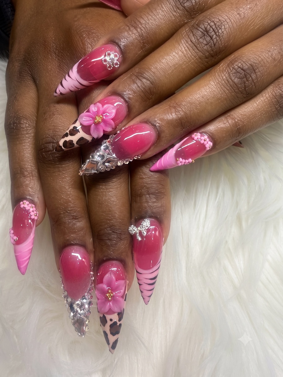 French Manicure, Summer Nails, 3D Flower Art & Rhinestone Designs at Van Spa & Nails Salon Lakeland - Nail salon near me Lakeland, FL 33809