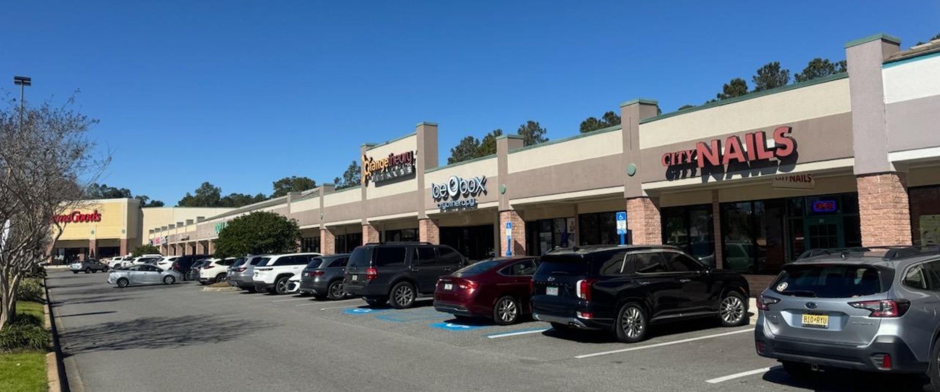 front of City Nail  - parking area