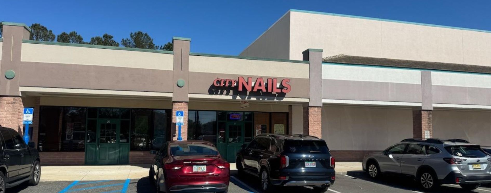 front of City Nail  - parking area