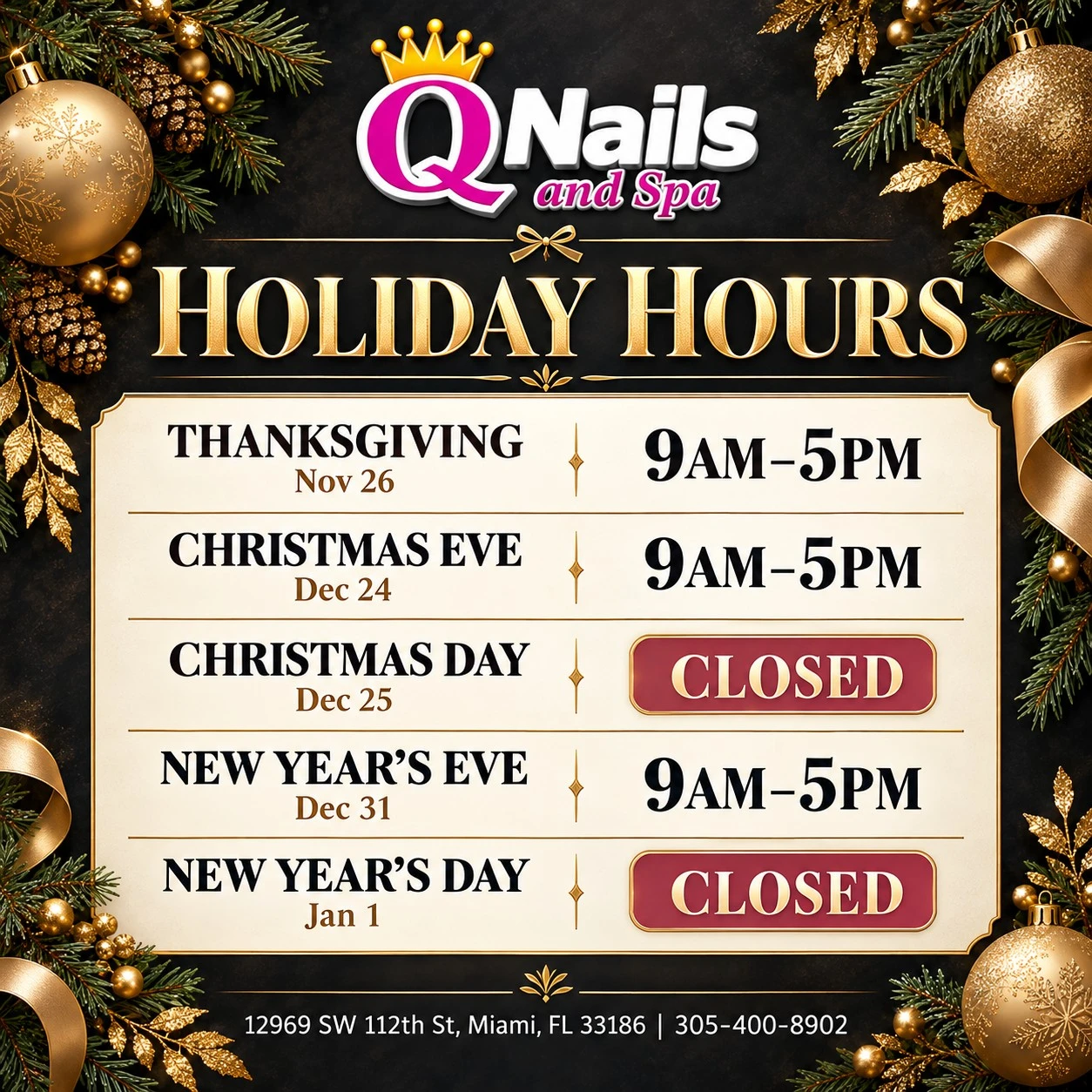 Holiday Hours