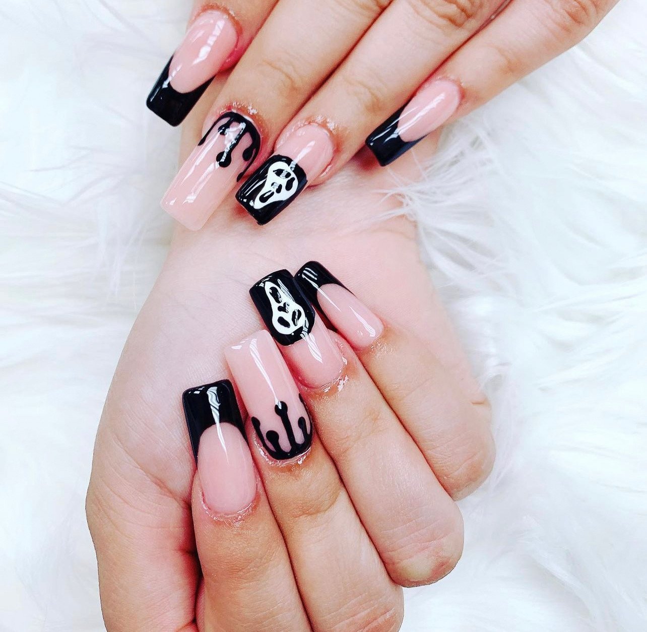 GelX Full set with Ghost face and french tips