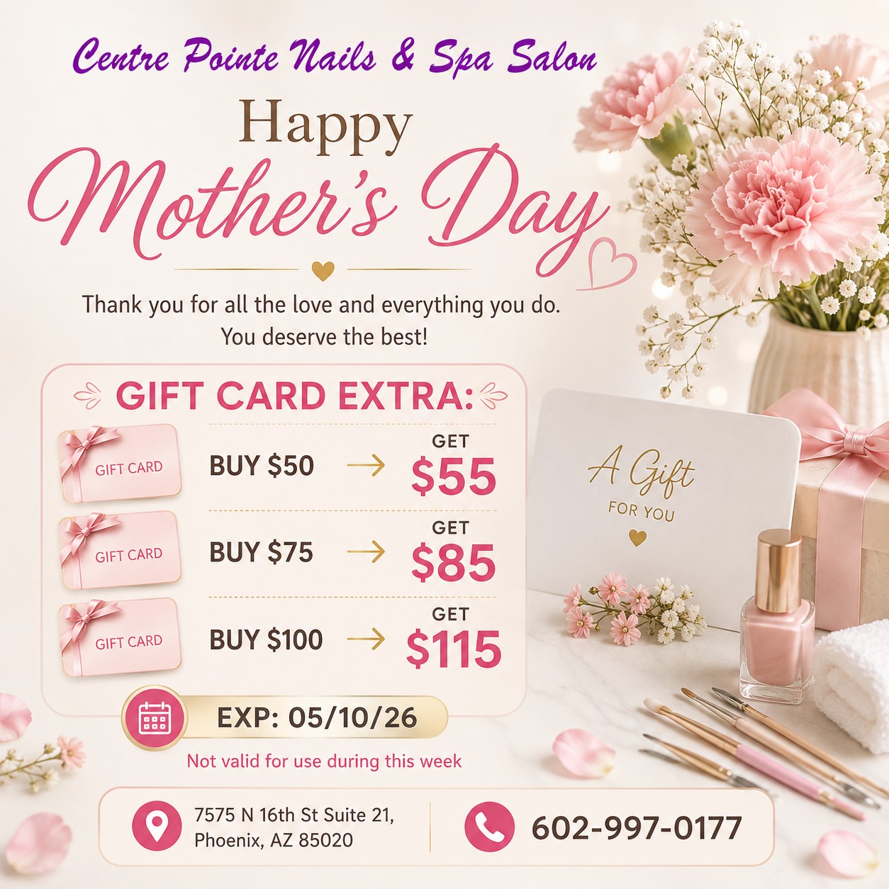 Happy Mother’s Day from Centre Pointe Nails & Spa