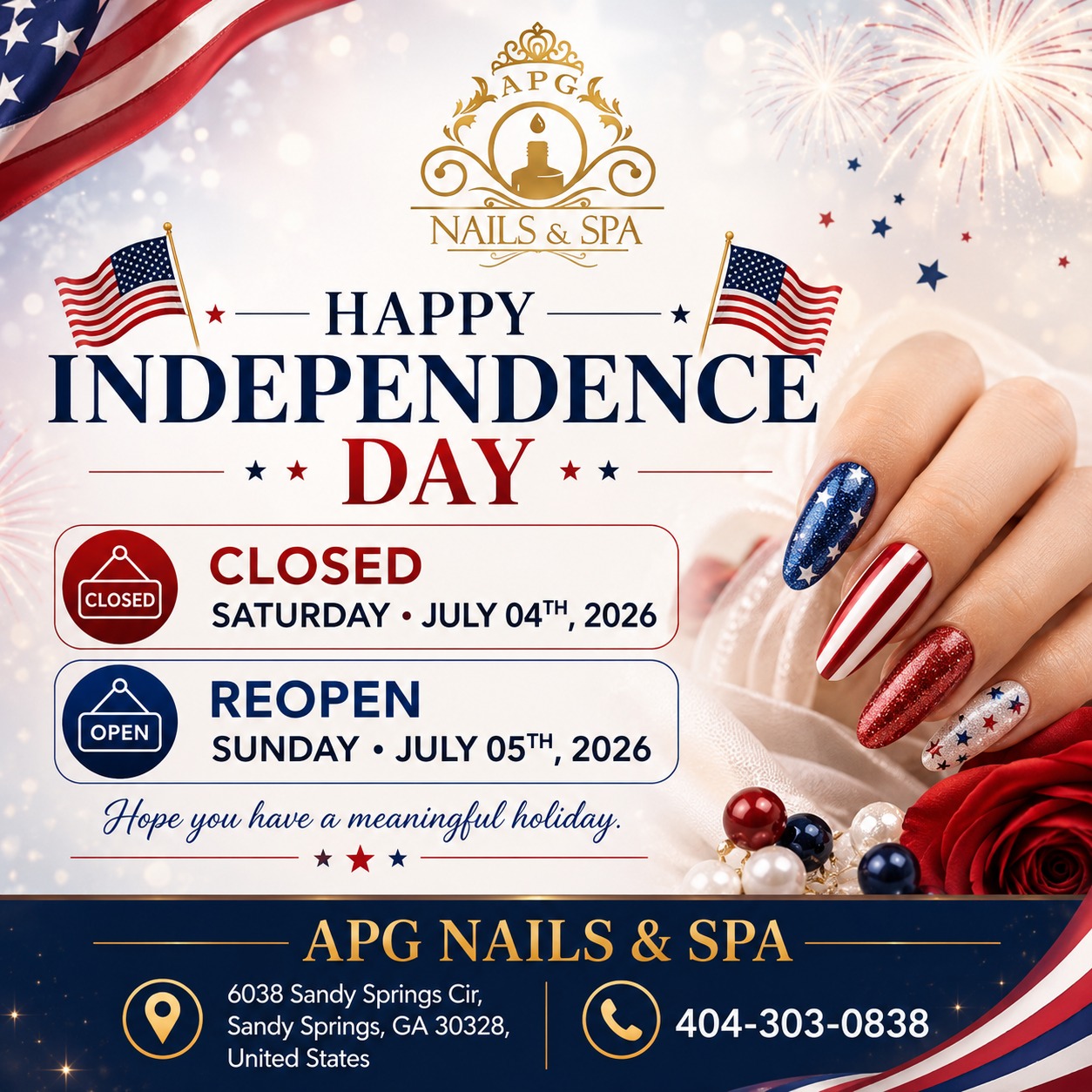 HAPPY INDEPENDENCE DAY FROM APG NAILS & SPA