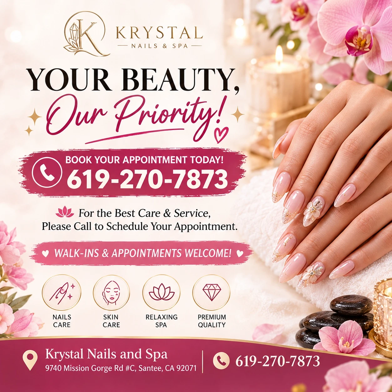 YOUR PERFECT NAILS START AT KRYSTAL NAILS AND SPA