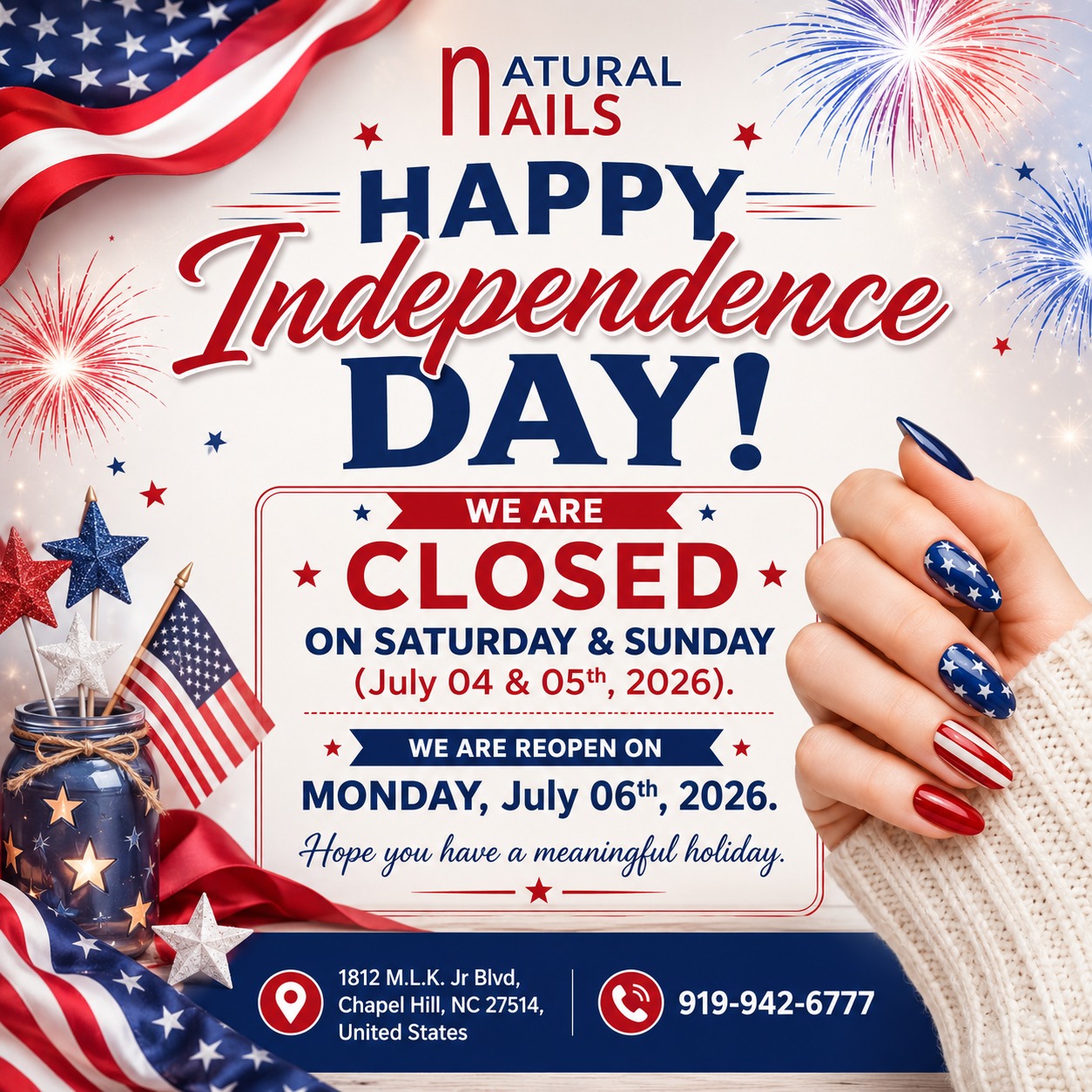 HAPPY INDEPENDENCE DAY FROM NATURAL NAILS