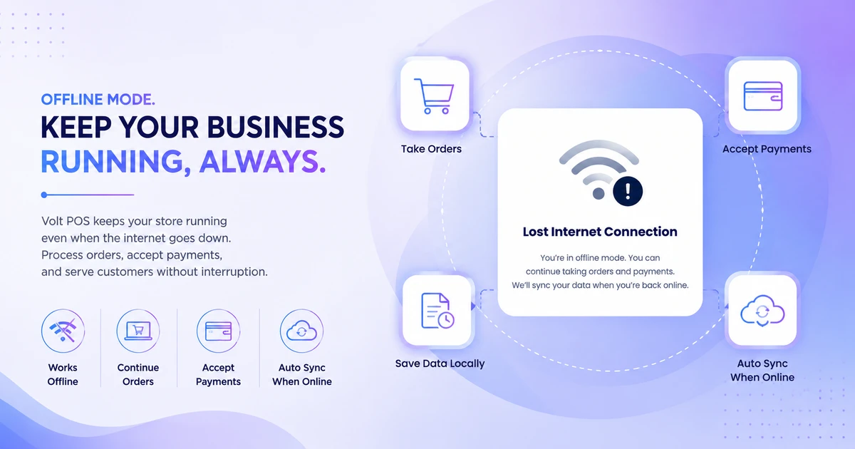 Volt POS offline mode for businesses when internet connection is unavailable