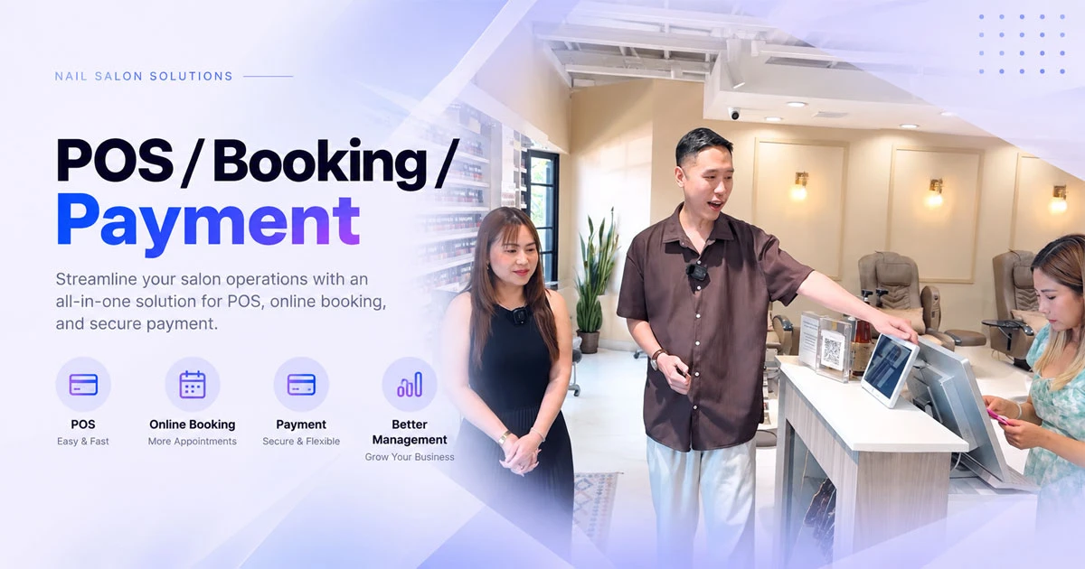 Nail salon POS system for online booking check-in and payment management