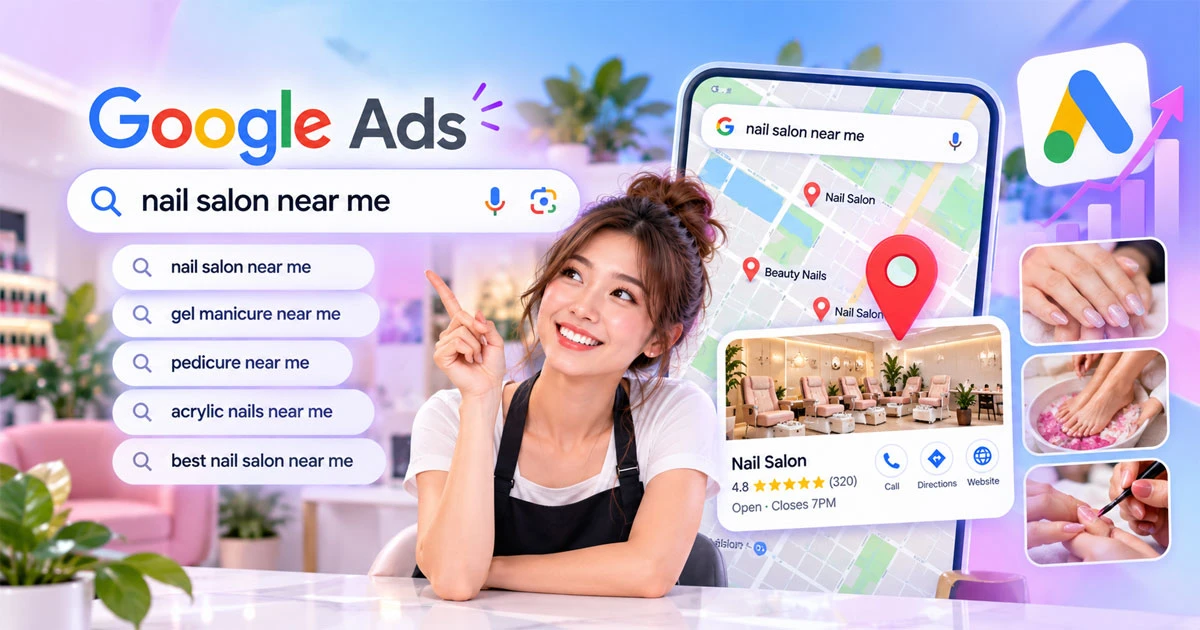 Nail salon near me Google Ads keywords for local customers