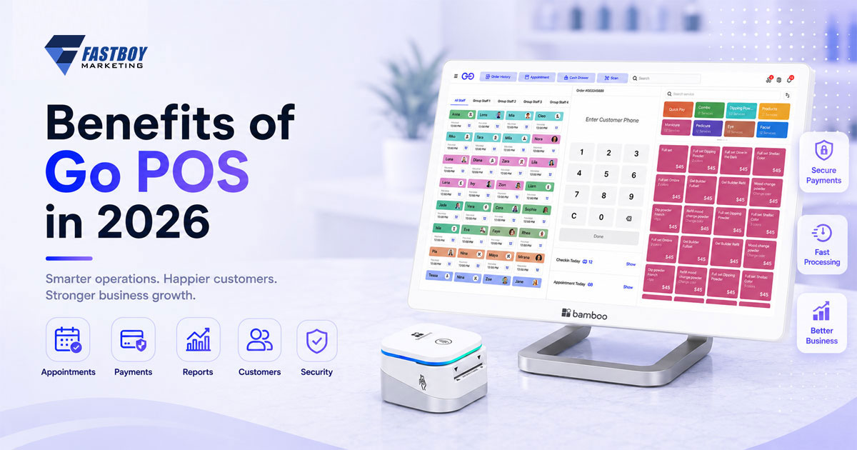 Go POS cloud-based Point of Sale system helping nail salons, beauty salons, spas, and service businesses streamline operations in 2026